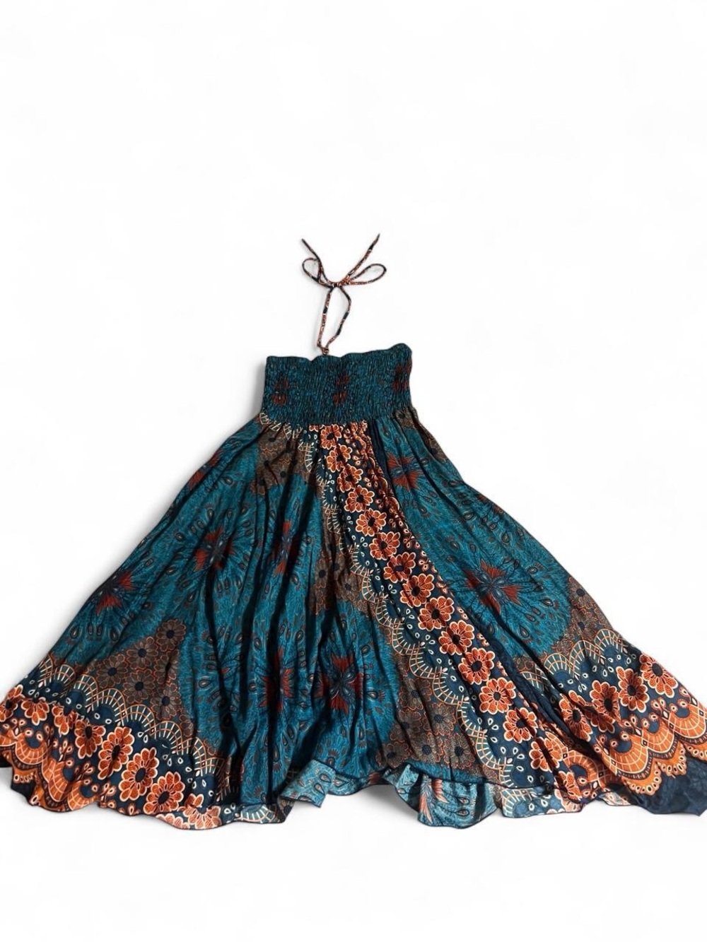 Mexicali Blues Teal and Orange Multicolored Floral Midi Dress